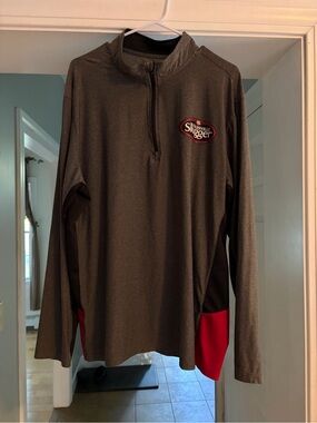 Slugger Men's Long Sleeve Quarter-Zip Pullover - Gray with Red Accents